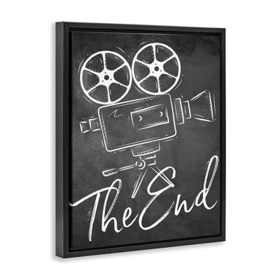 Vintage Movie Camera Framed Floater Canvas Wall Art, design by Kim Allen