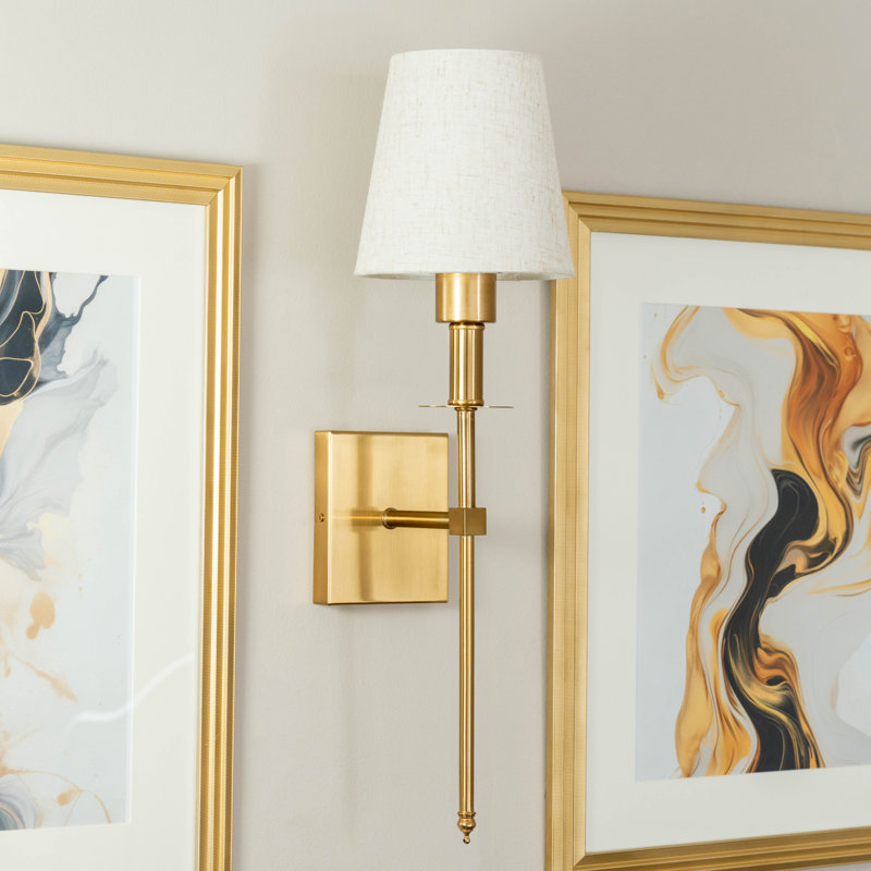 Tagert Plastic LED Flush Mounted Sconce, Antique Brass