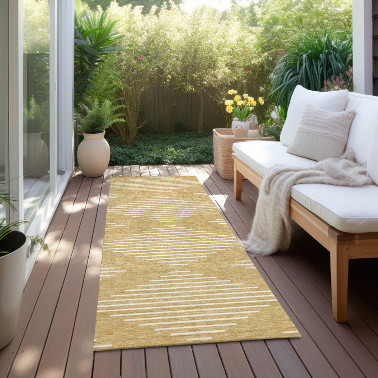 Machine Washable Indoor/Outdoor Chayden ACN1016 Gold Rug