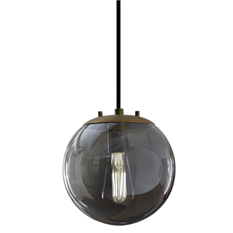 Luminaire suspendu sphérique 1 lumière Casiyah, Laiton brossé, Fumée