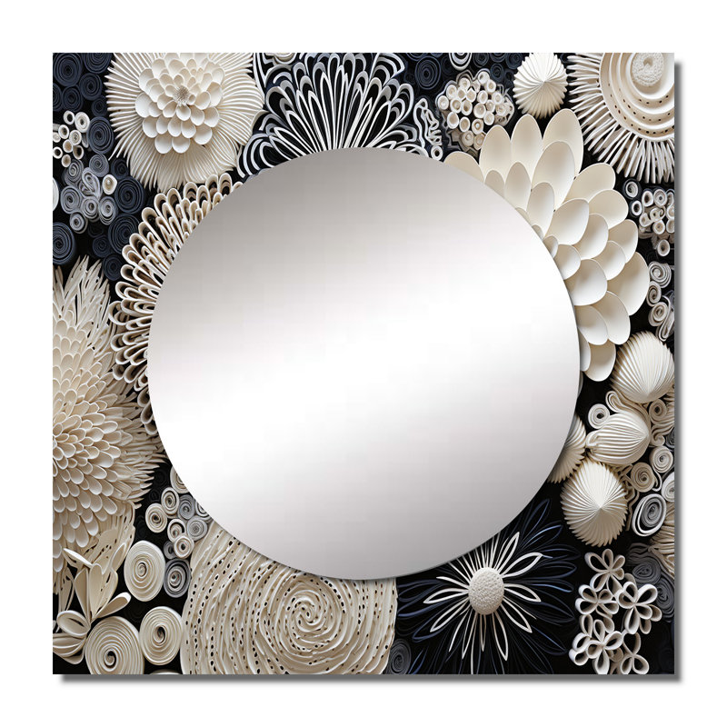 Jomei - Fleurs de corail gris I, corail sous l'eau, grand miroir carré pour décoration murale, 29 po x 29 po