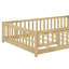 Lit double pleine grandeur avec clôture et porte, lit en bois d'hévéa avec garde-corps de sécurité / près du sol-49967484