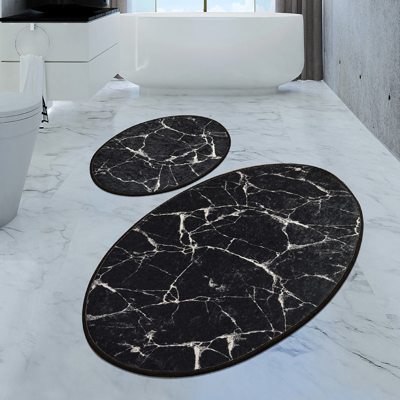 Ensemble de tapis de bain de qualité supérieure (2 pièces) en polyester antidérapant de 19,7 po x 23,6 po et de 23,6 po x 39,4 po | Antiallergique, anti-poussière et anti-taches, 700 gr / m² | Lavable à la machine, parfait pour la décoration de salle de bain