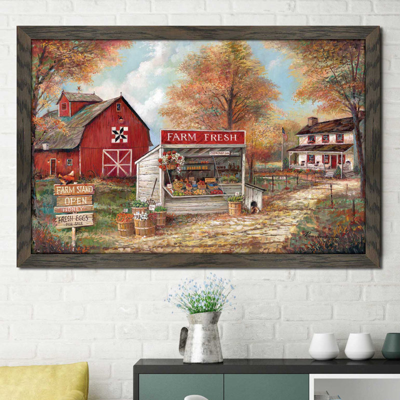 « farm fraîche », reproduction de peinture à l’huile encadrée, H 27,5 po x l 39,5 po x P 0,75 po