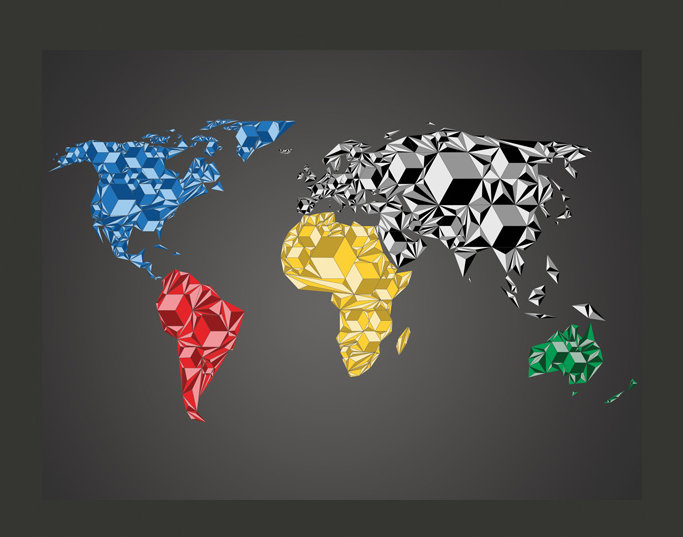 Map of the World - Colourful Solids 1.93m x 250cm Wallpaper