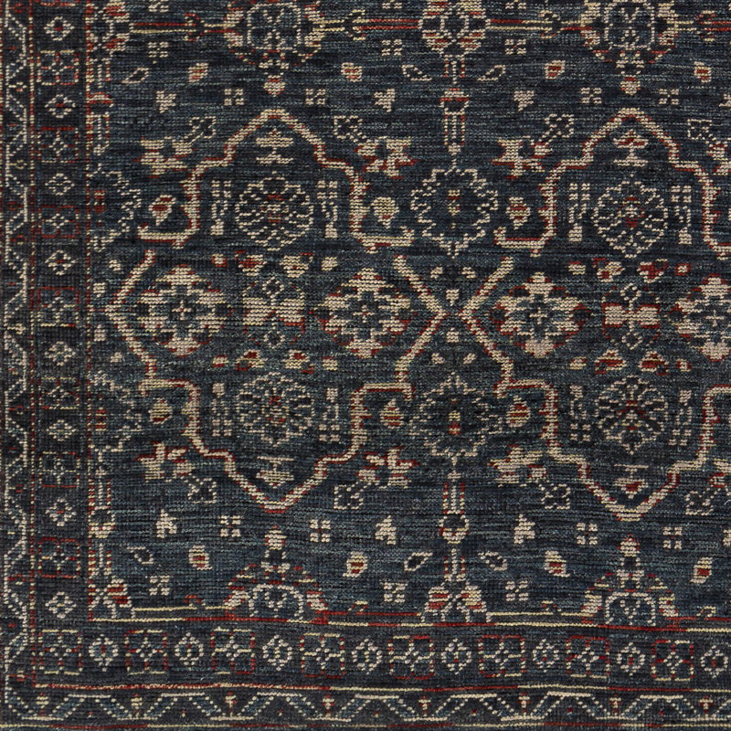 Smyrna Oriental Hand-Knotted Wool Charcoal Area Rug, Rectangle 2' x 3'