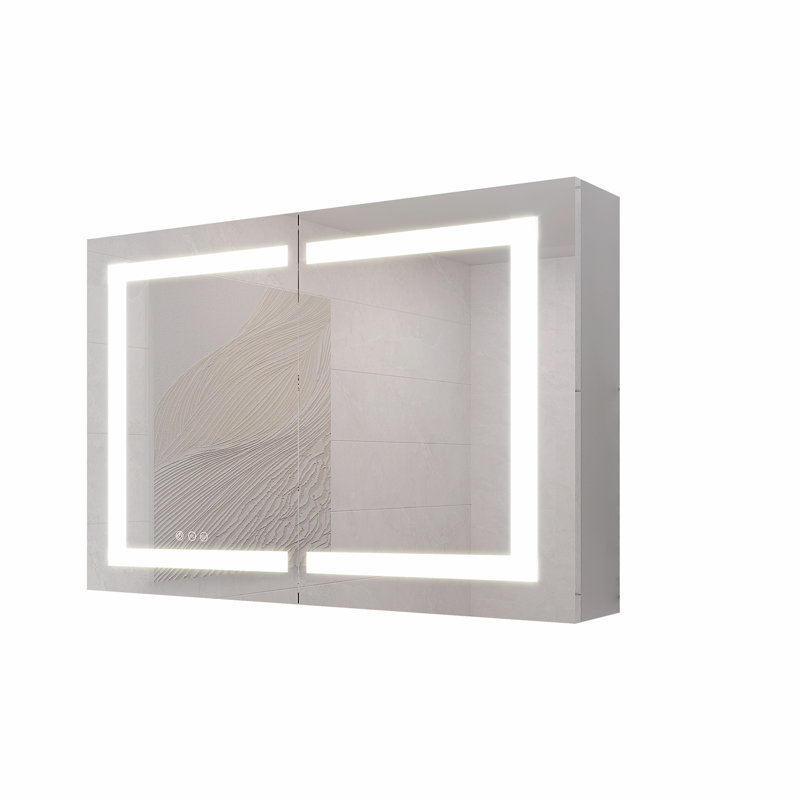 Erron 36'' W 24'' H Surface Frameless Medicine Cabinet Mirror 3 Fixed