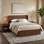 Lit plateforme ondulé en bois de noyer ondulé avec tête de lit de 44 po, taille grand, minimaliste moderne, aucun sommier tapissier requis, assemblage facile