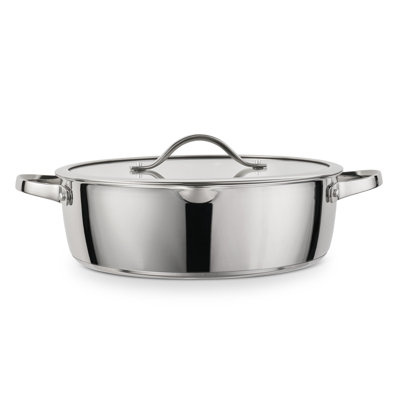 Tramontina Tempo Tri-ply Base Stainless Steel 6-quart Braiser Pan With Glass Lid, Induction-ready, Oven-safe, D