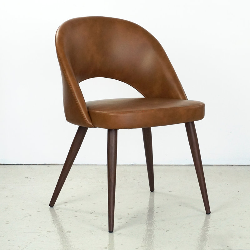 Chaise d'appoint rembourrée en similicuir Kanthan, Noyer, Brun clair