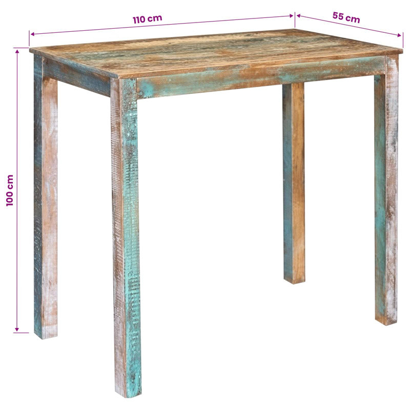 Bar Table Multicolour Solid Reclaimed Wood Furniture Indoor Dining Home