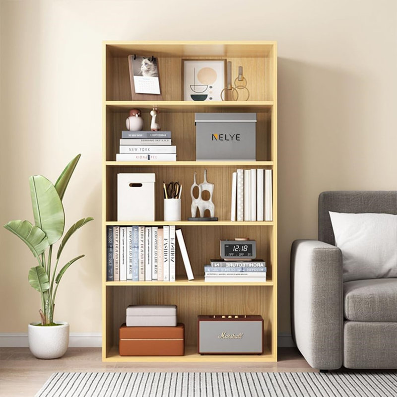 5-Tier Wooden Cube Storage Shelves Split Bookshelf White