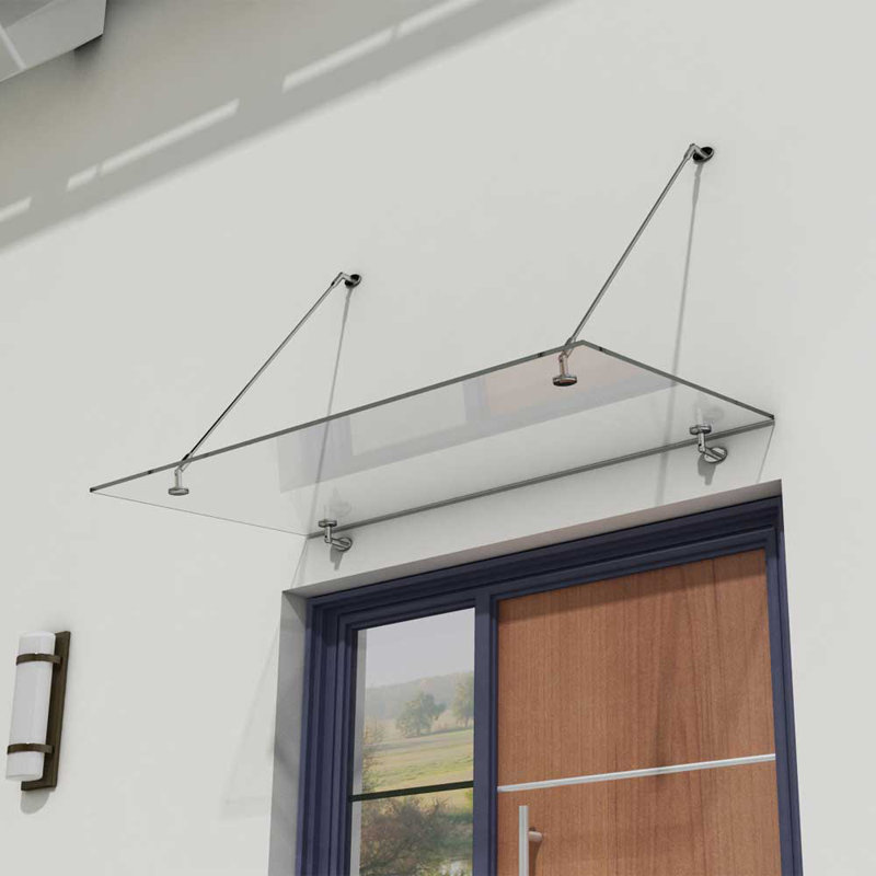 Durovin Bathrooms 90cm W x 2cm D Steel Cover Retractable Freestanding Awning, 120cm H x 90cm W x 2cm D, Clear