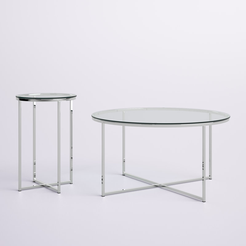 Ensemble de tables basses 2 pièces, Chrome