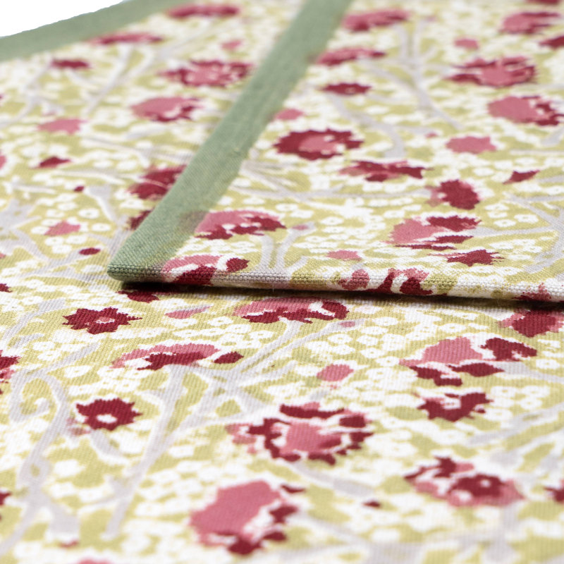 Meadows Handmade Floral Table Runnner, Red/Green, 90" x 16"