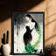 Art mural rétro noir, femme fantaisie classique, impressions de style rétro-623429299