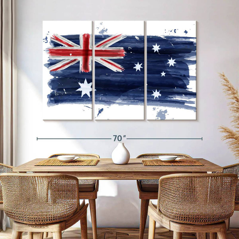 Borges Painted Australian Flag, 42" H x 65" W