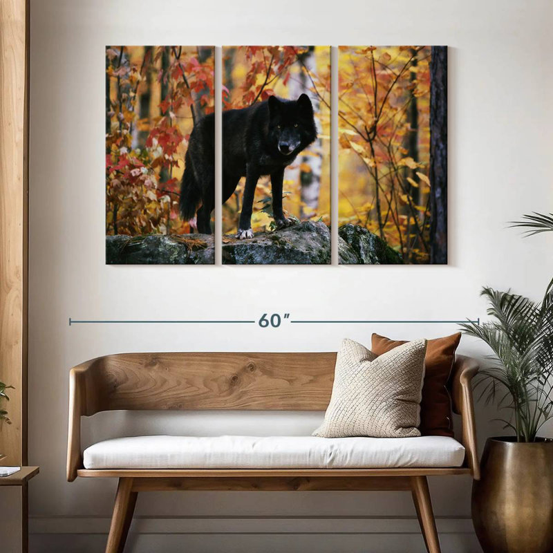 Autumn Black Wolf, 32" H x 50" W