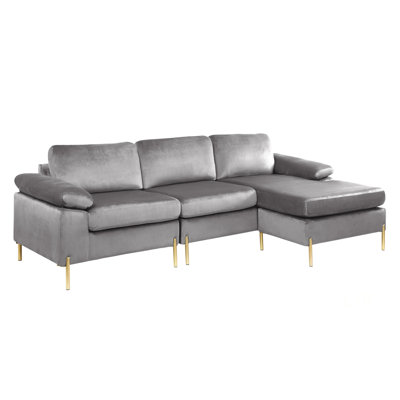 Luxurious Velvet Sectional Sofa With Chaise,  For Comfort And Modern Aesthetic In Any Living Room