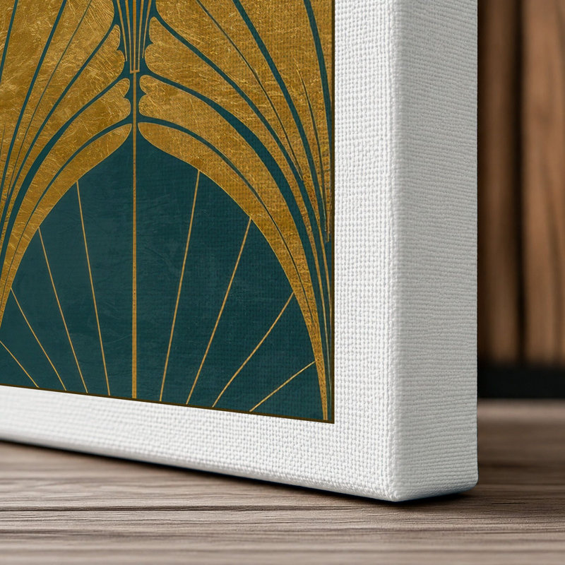 Deco Fan Symmetry Art Deco - Wrapped Canvas, 18x12 - 45.7 x 30.5 cm, White Border