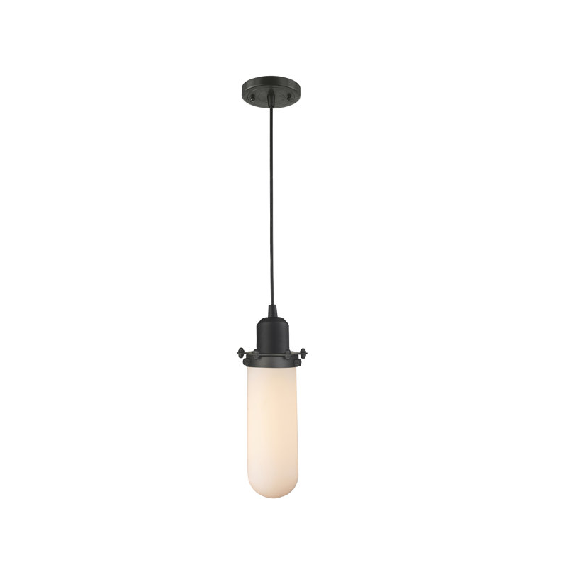 Luminaire suspendu géométrique 1 lumières simple Carrie, Blanc mat, Bronze huilé