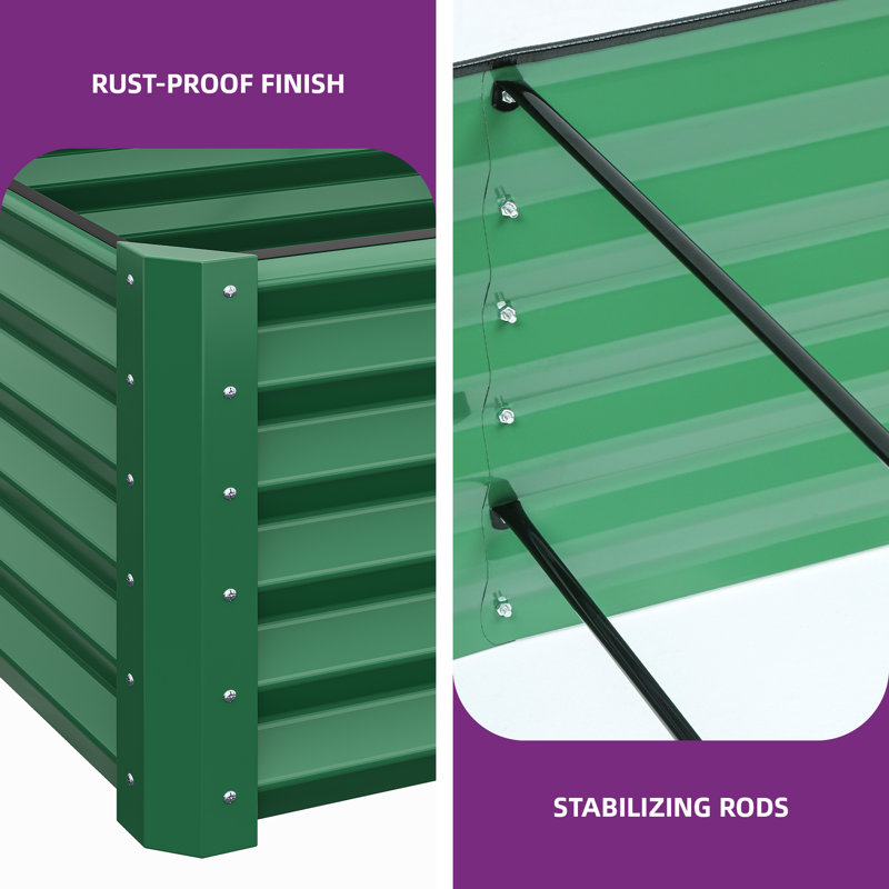 Metal Outdoor Raised Garden Bed, 18" H x 96" W x 48" D, Black, 2