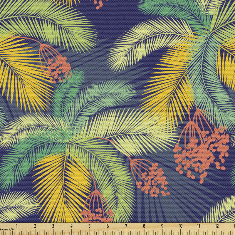 Cherol Exotic Illustration of Abstract Palm Leaves  Multi-Purpose Fabric