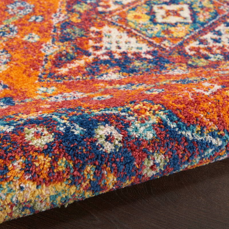Bohemian Spirit Orange Diamond Synthetic 5'3" x 7'3" Area Rug