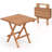 Highland Dunes 1 Pc Patio Folding Side Table Teak Wood Square Slatted Tabletop Portable Picnic