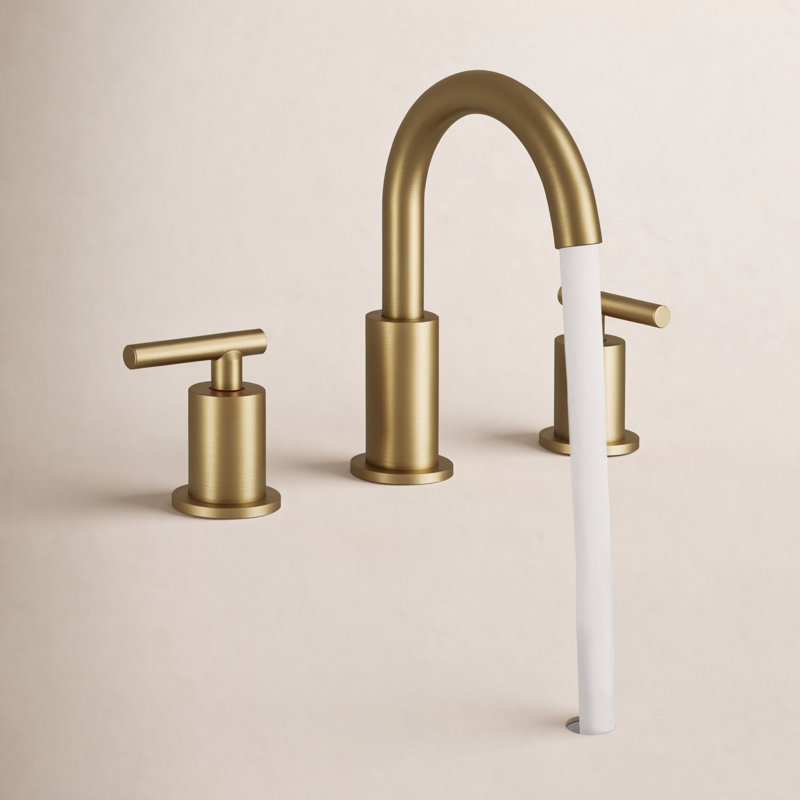 Celestine Widespread Faucet 2-Handle Bathroom Faucet With Drain Assembly 2.0, Brushed Gold