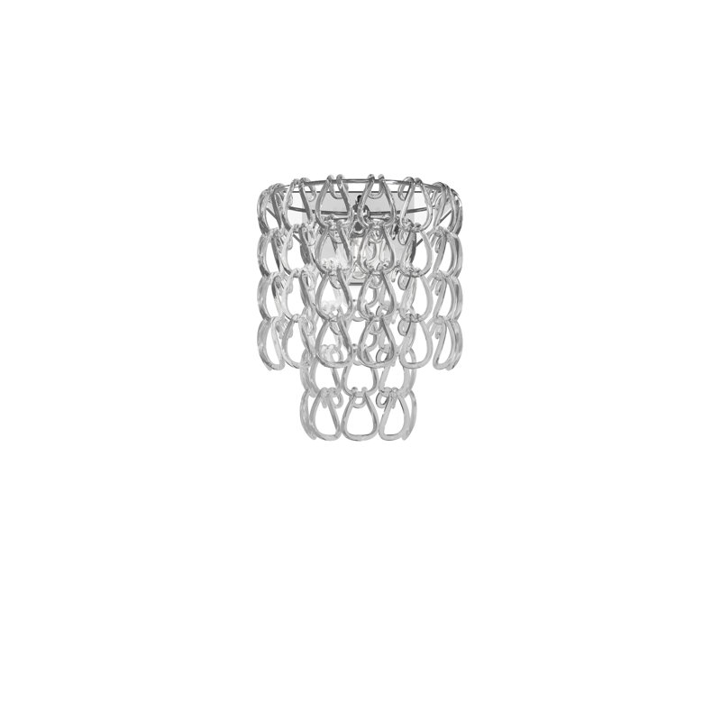Minigiogali Wall Lamp 2 Black Glossy Chrome E26 Ul, Matte Bronze, 14" H x 14" W x 14" D, Crystal Transparent
