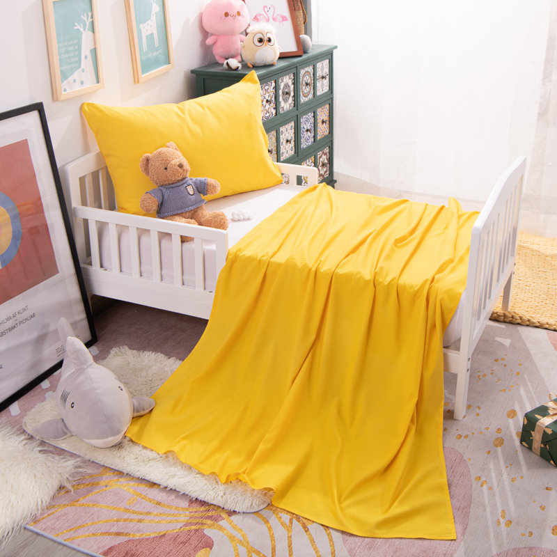 Yellow Microfiber Toddler Crib Sheet Set, 3-Piece