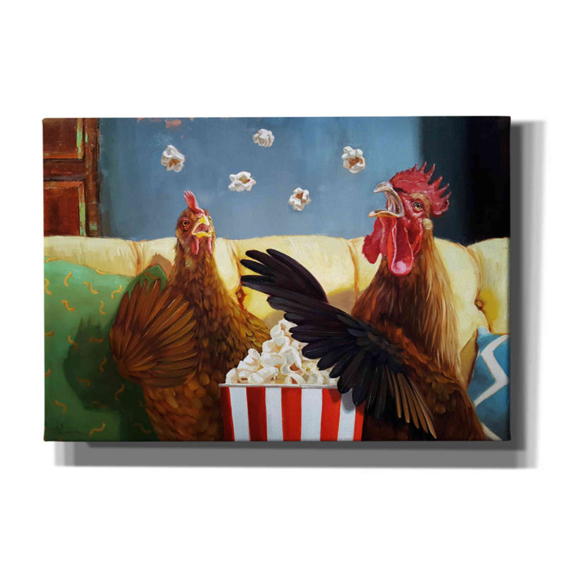 «Popcorn Chickens» par Lucia Heffernan, reproduction sur toile tendue, H 18 po x l 26 po