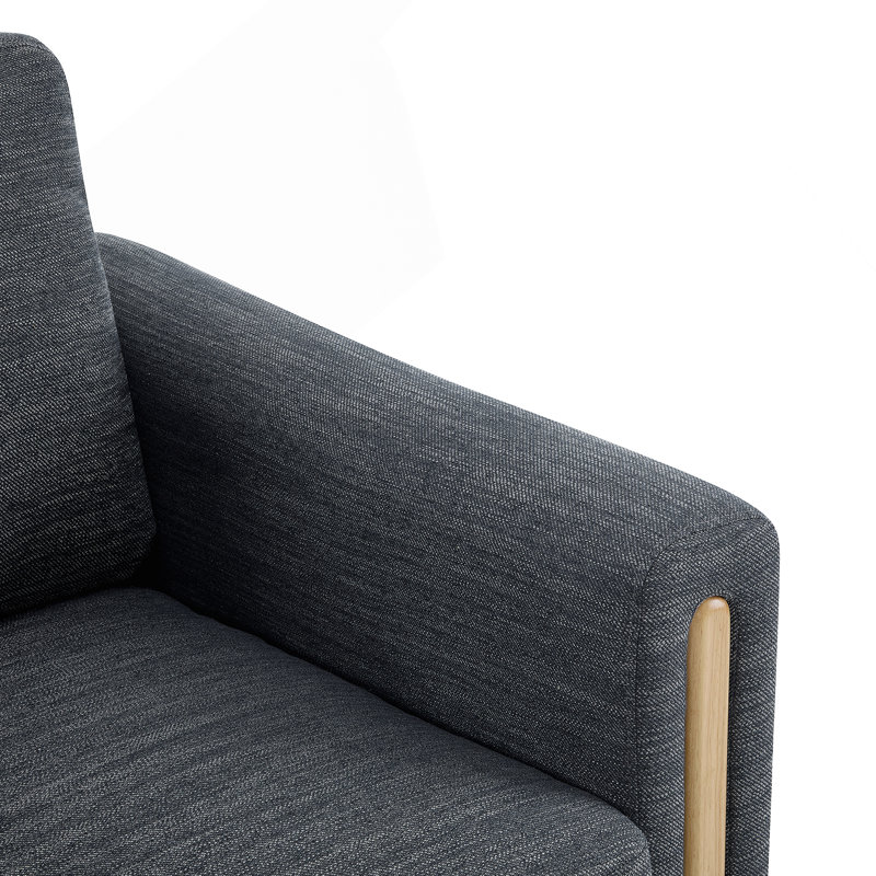 Fauteuil rembourré en tissu Harmonia, Gris anthracite