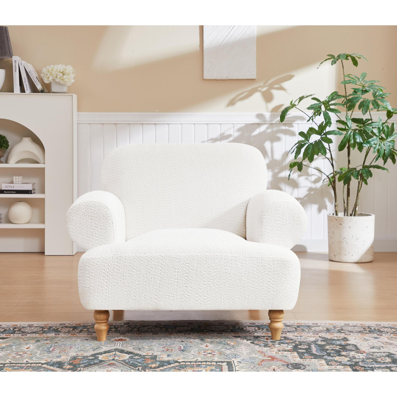 Carri 41.75" Oversized Modern Upholstered Accent Chair with Recessed Arms Solid Wood Legs for Living Room