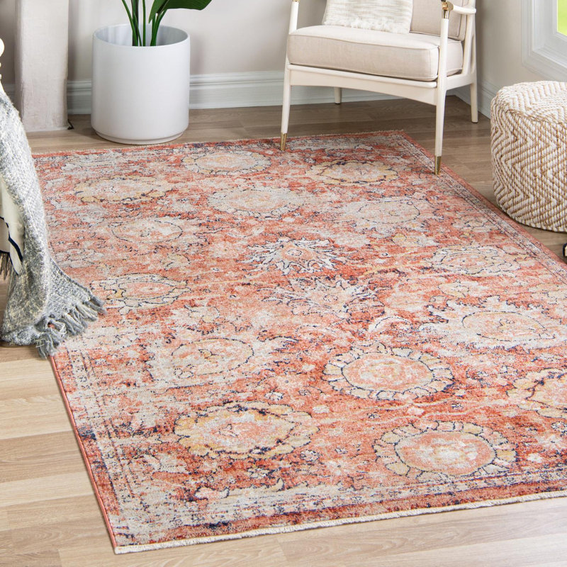 Tapis rouge brique Akira, Rectangle 5 pi 3 po x 8 pi