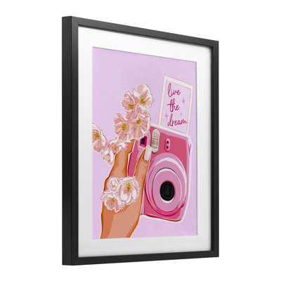 Live The Dream Camera Framed Print Under Glass, design by Ziwei Li