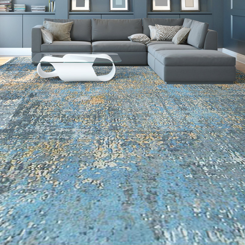 Wool Abstract Area Rug, Rectangle 9' x 12'