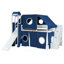 Lit mezzanine double avec tente et tour - Bleu-297743541-297743543