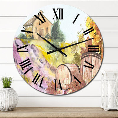 Wooden Barrels and Leaves of Grapes - Country Wall Clock