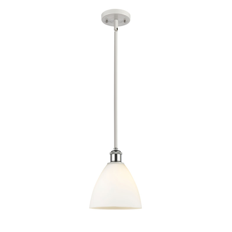 Allysha 1 - Light Single Pendant, 42.25" H x 7.5" W x 7.5" D, Matte White, White/Polished Chrome