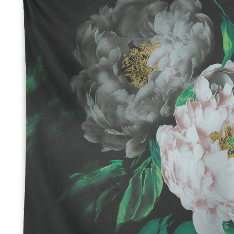 Tapisserie en polyester avec pivoines blanches, H 50 po x l 60 po