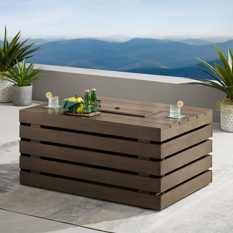 Table de foyer d'extérieur en aluminium au propane avec réservoir de carburant caché et couvercle (entièrement assemblé)
