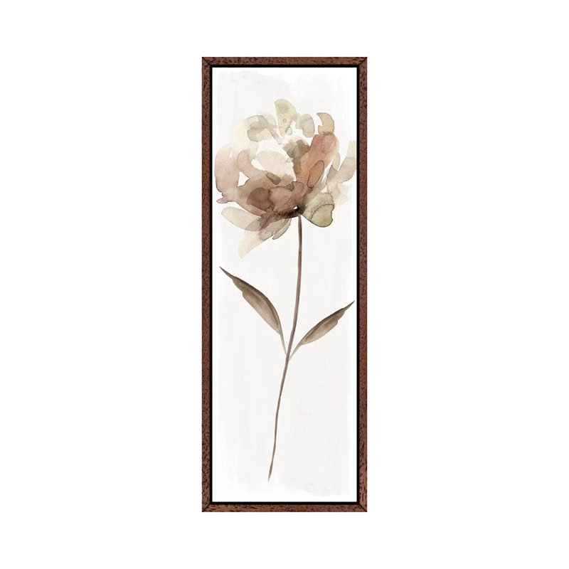 Neutral Bloom II by Carol Robinson - Panoramic Print on Canvas, Classic Brown Wood Framed, 30.48 cm H x 91.44 cm W