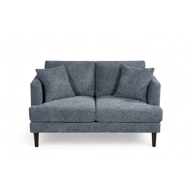 Trilby 140Cm Recessed Arm Sofa, Light Blue Chenille