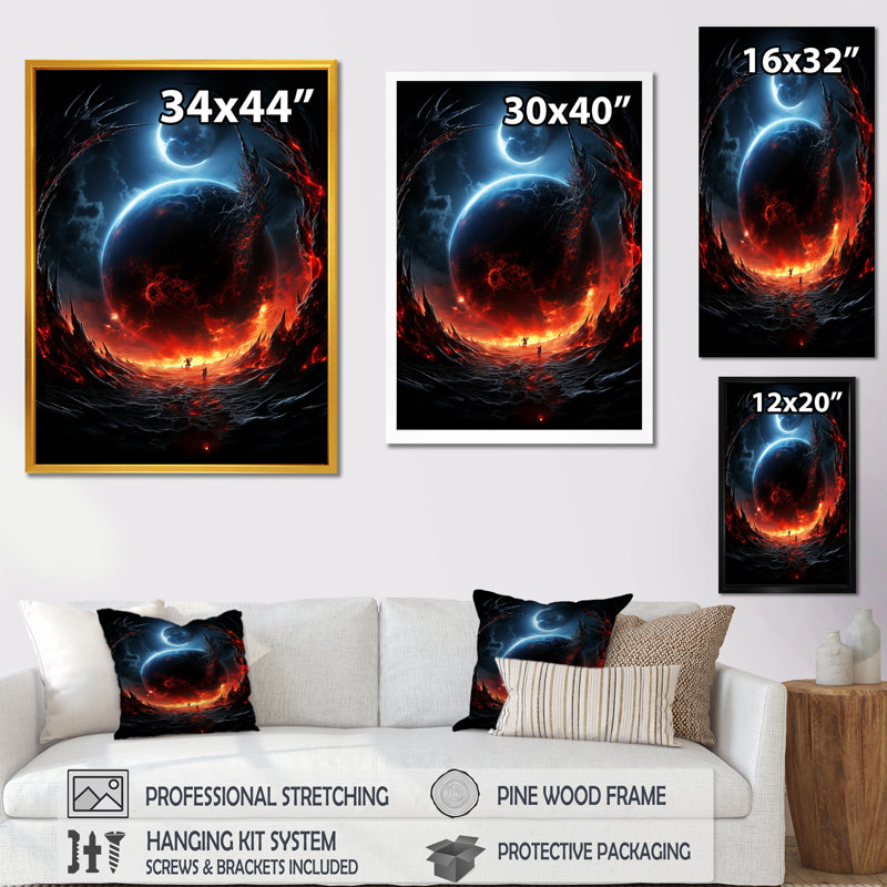 Art mural mural «Black Comets In Galaxy II», Cadre doré simple, H 32 po x l 24 po x P 1 po