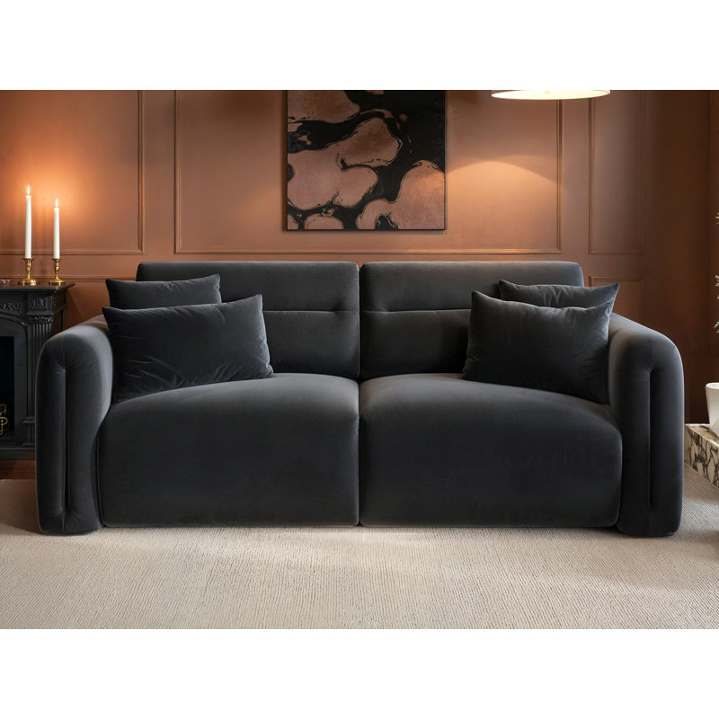 Mabel 3 Seater Sofa Grey Velvet, Grey