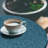Ebern Designs Nature Fitted Round Tablecloth Petrol Blue and White-111384753
