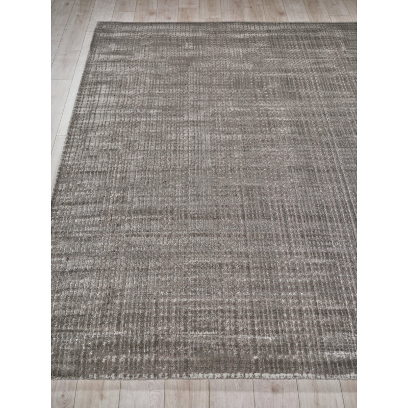 Cabrini Modern Handmade Silky Nylon, Brown Area Rug, Rectangle 10' x 14'