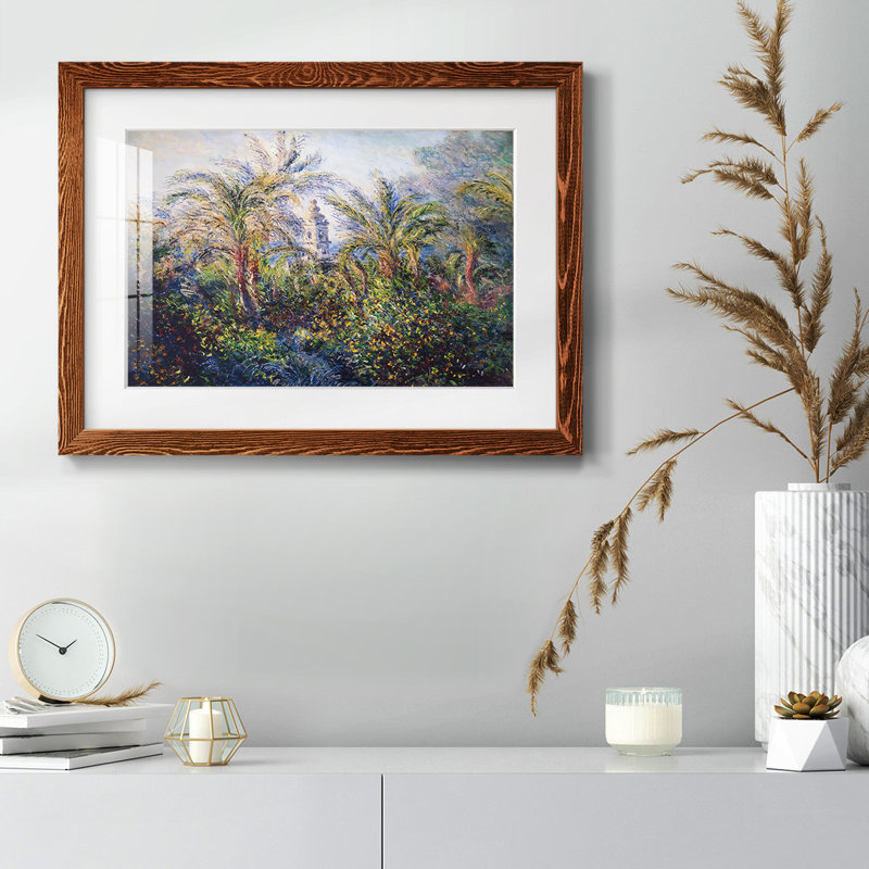 Jardin à Bordviera, effet du matin, 1884 - Reproduction encadrée rustique avec tableau mat, Érable, H 28 po x l 42 po